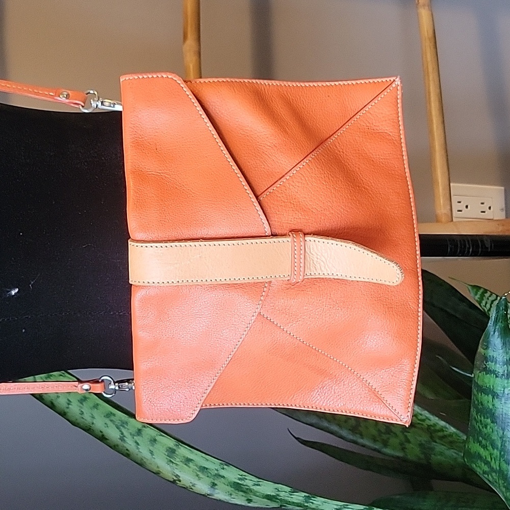 Roots Leather Clutch/Crossbody Bag